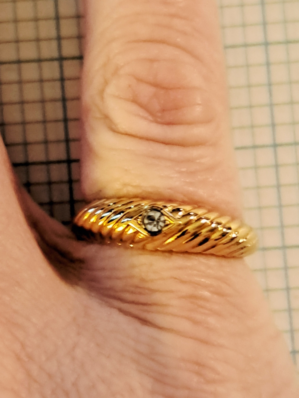 Avon Gold-Tone Twisted Band Ring with Clear Crystal